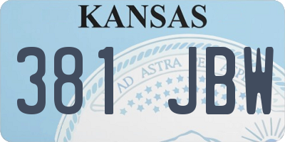 KS license plate 381JBW