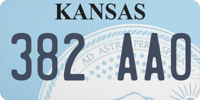 KS license plate 382AAO