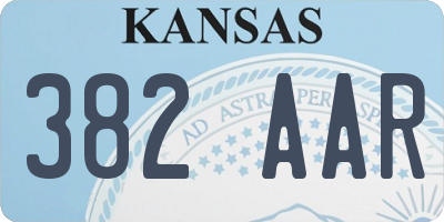KS license plate 382AAR