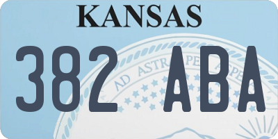 KS license plate 382ABA