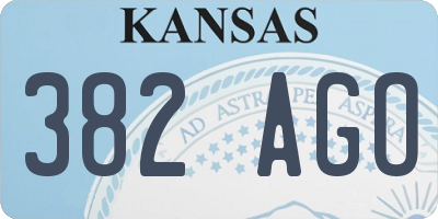 KS license plate 382AGO