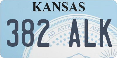 KS license plate 382ALK