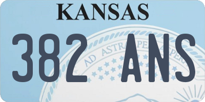 KS license plate 382ANS