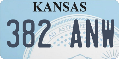 KS license plate 382ANW