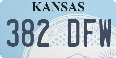 KS license plate 382DFW