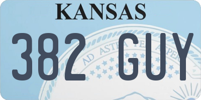 KS license plate 382GUY