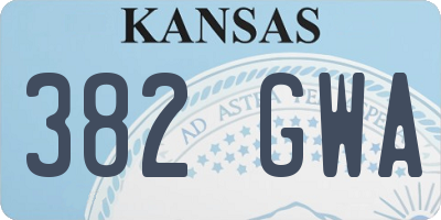 KS license plate 382GWA