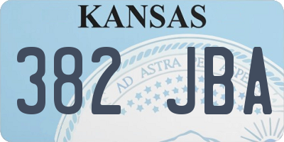 KS license plate 382JBA