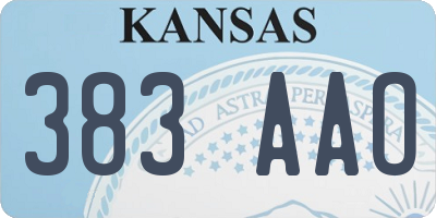 KS license plate 383AAO