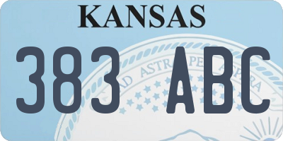 KS license plate 383ABC