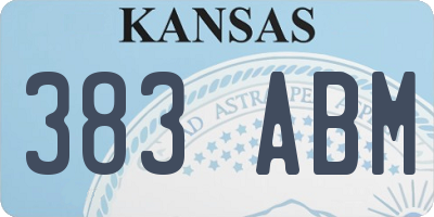KS license plate 383ABM