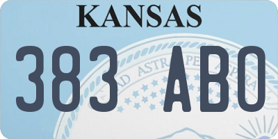 KS license plate 383ABO