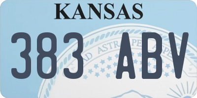 KS license plate 383ABV