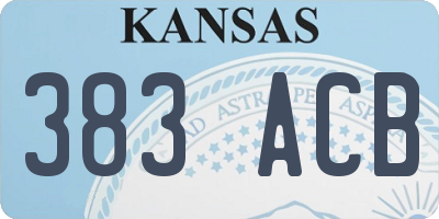 KS license plate 383ACB