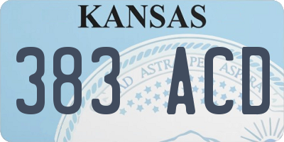 KS license plate 383ACD