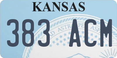 KS license plate 383ACM