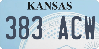 KS license plate 383ACW