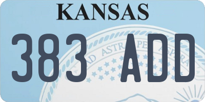 KS license plate 383ADD