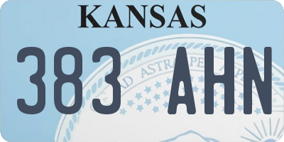 KS license plate 383AHN