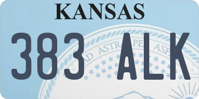 KS license plate 383ALK