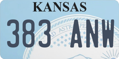 KS license plate 383ANW