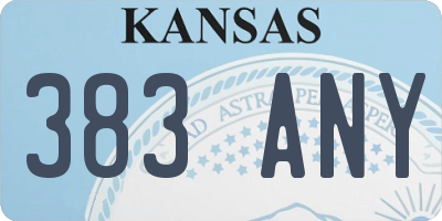 KS license plate 383ANY