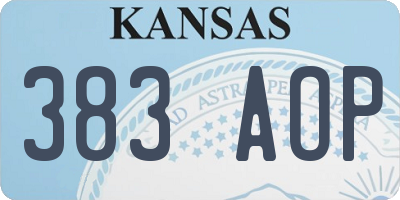 KS license plate 383AOP