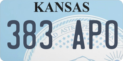 KS license plate 383APO