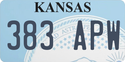 KS license plate 383APW