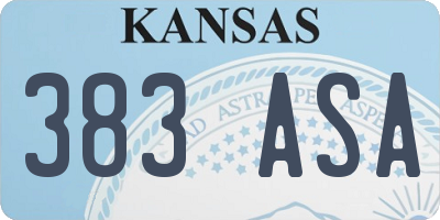 KS license plate 383ASA