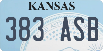 KS license plate 383ASB