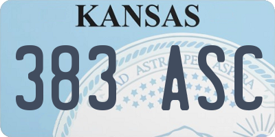 KS license plate 383ASC