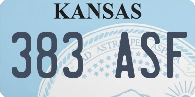 KS license plate 383ASF