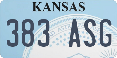 KS license plate 383ASG