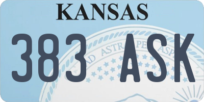 KS license plate 383ASK