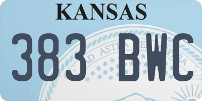 KS license plate 383BWC