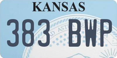 KS license plate 383BWP