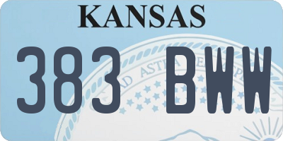 KS license plate 383BWW