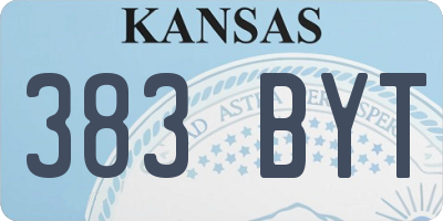 KS license plate 383BYT