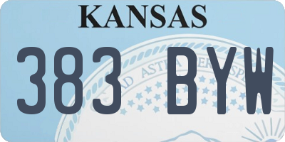 KS license plate 383BYW