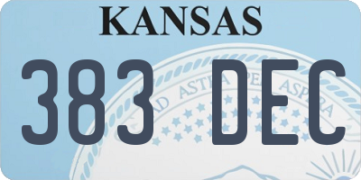 KS license plate 383DEC