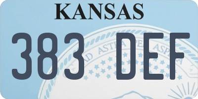 KS license plate 383DEF