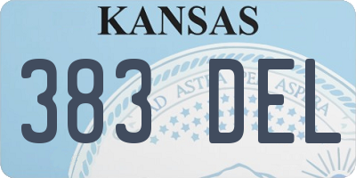 KS license plate 383DEL