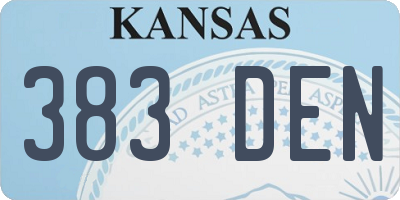 KS license plate 383DEN