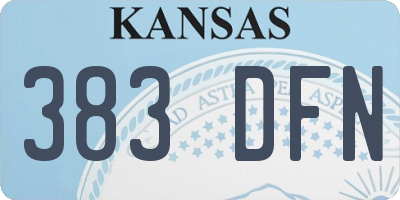KS license plate 383DFN