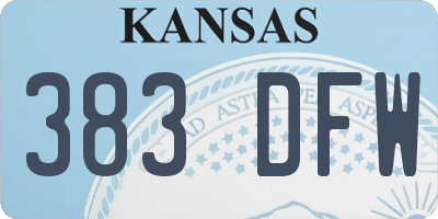 KS license plate 383DFW