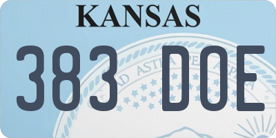 KS license plate 383DOE