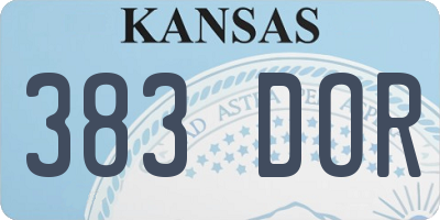 KS license plate 383DOR