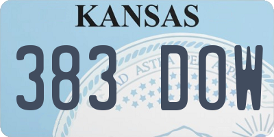KS license plate 383DOW