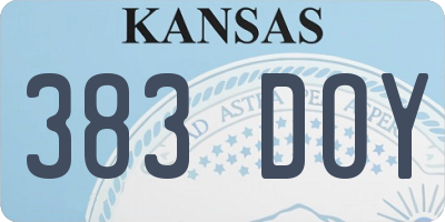 KS license plate 383DOY